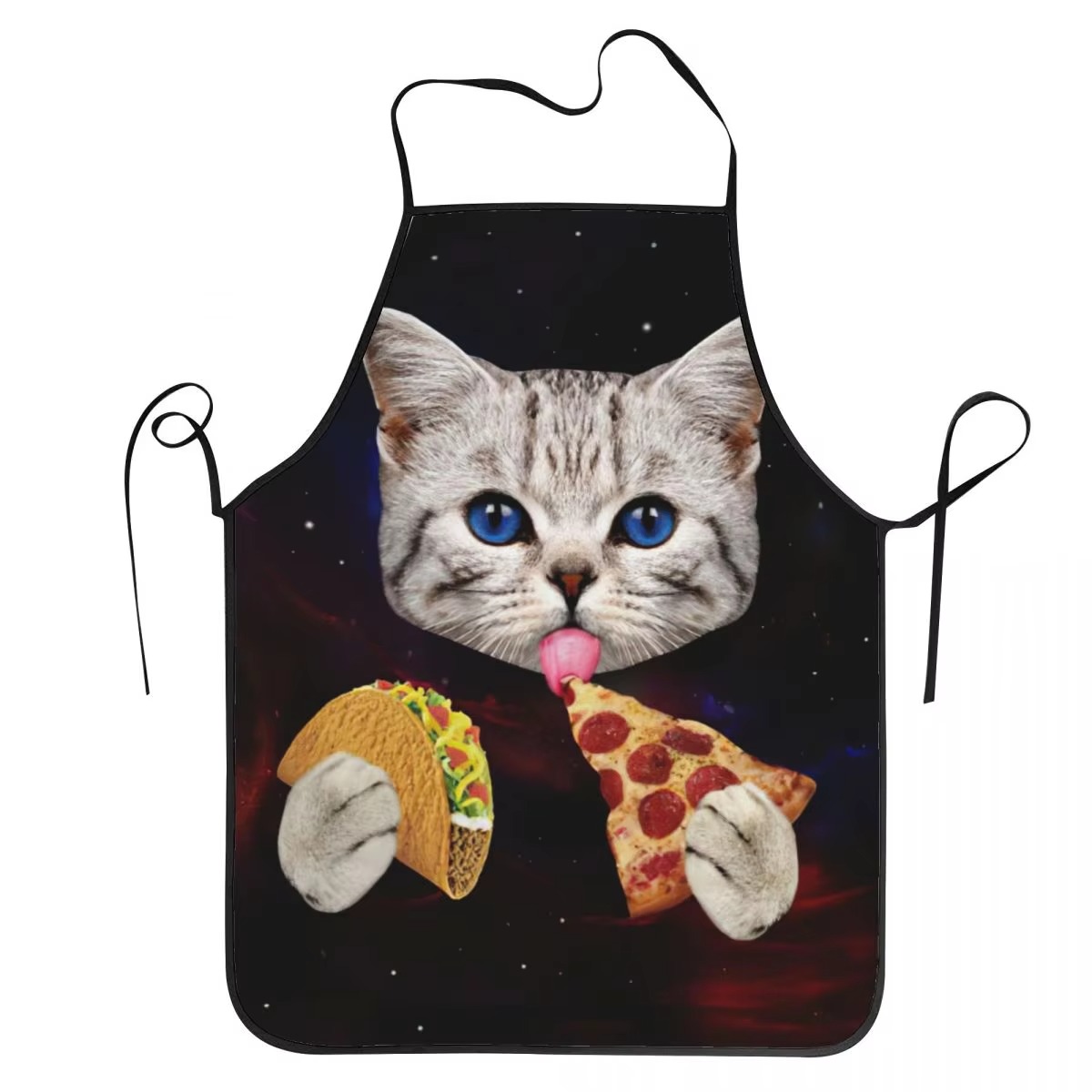 Home Cooking For Cats - Delantal de gato y Pizza espacial