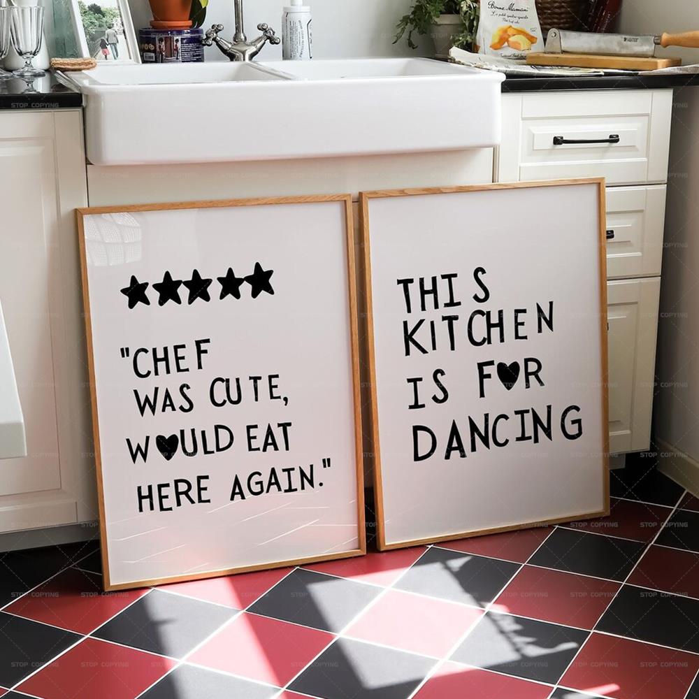 Home Cooking Quotes - Pósteres minimalistas con forma de corazón,