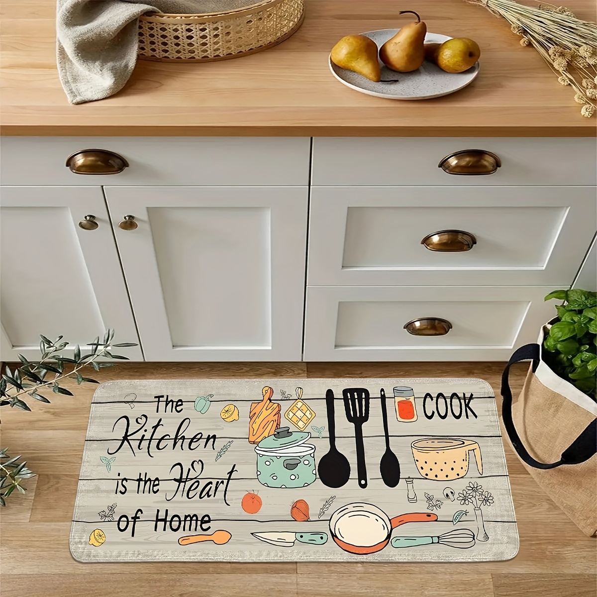 Home Cooking Quotes - Alfombra de Cocina con Estampado de