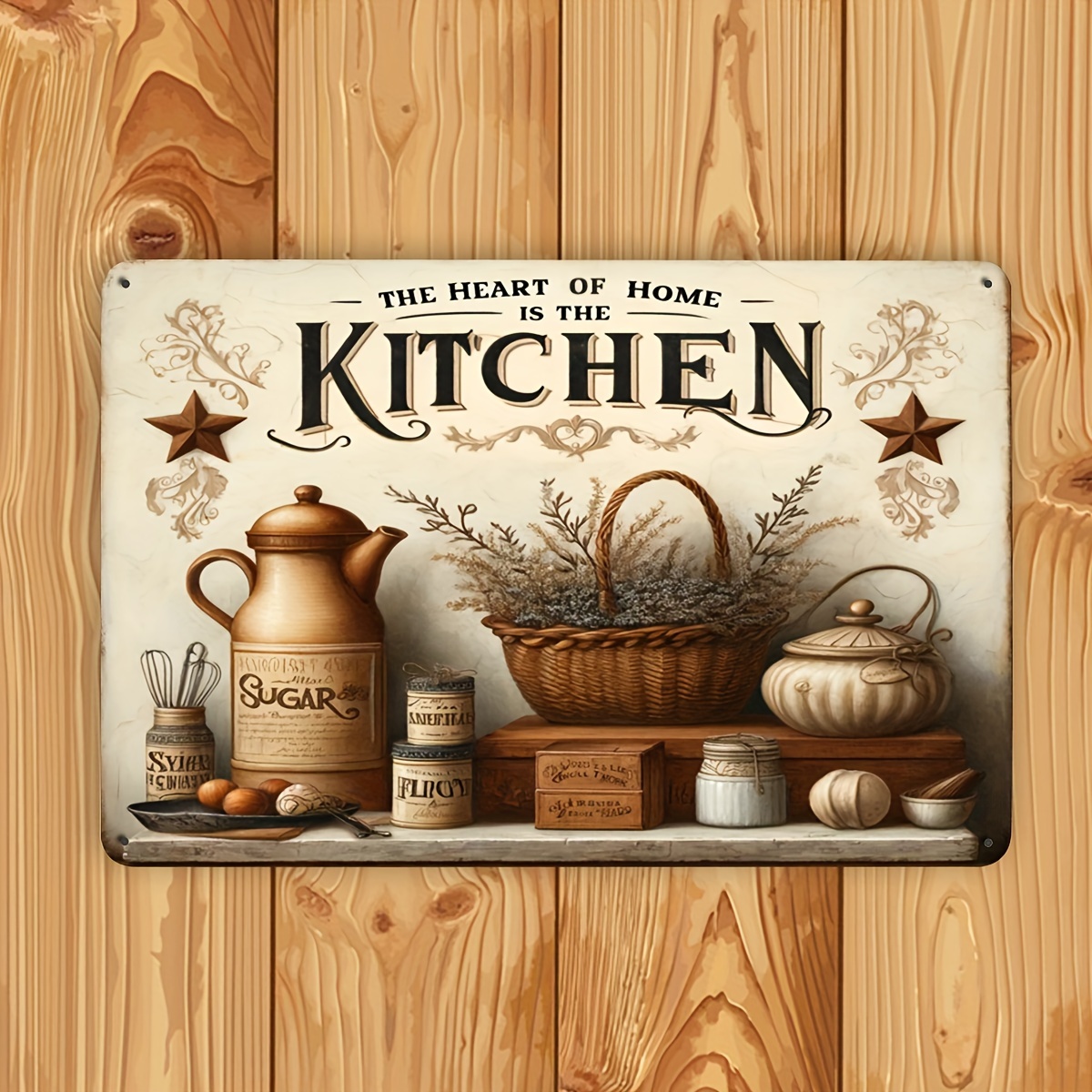 Home Cooking Quotes - Letrero Decorativo Metálico Vintage para Cocina