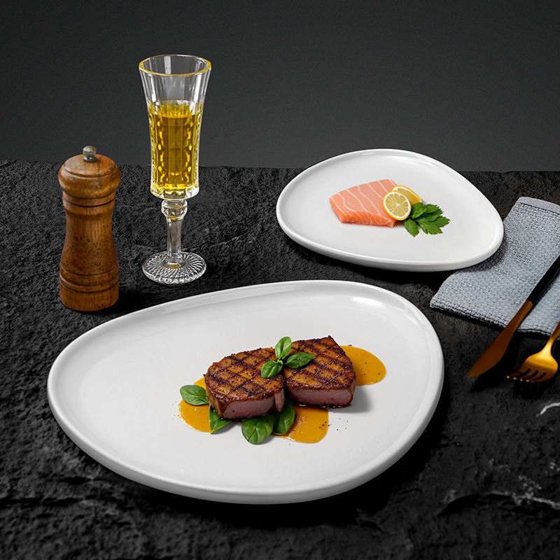 Home Cooking Dinner - Plato de cena de porcelana blanca