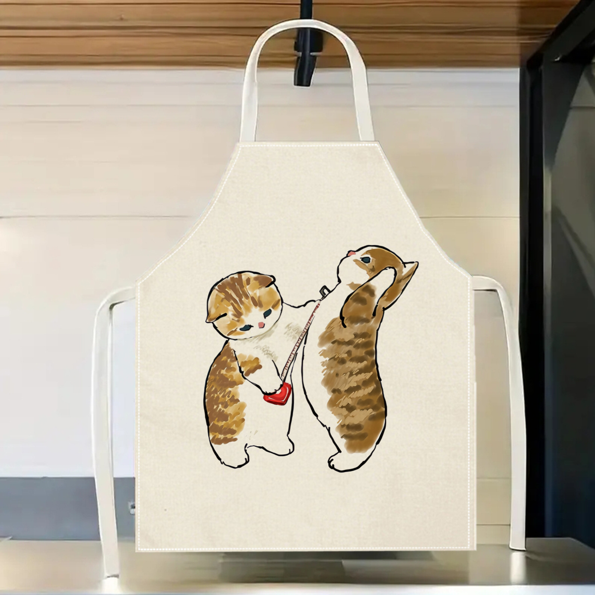 Home Cooking For Cats - Delantal de lino con diseño de
