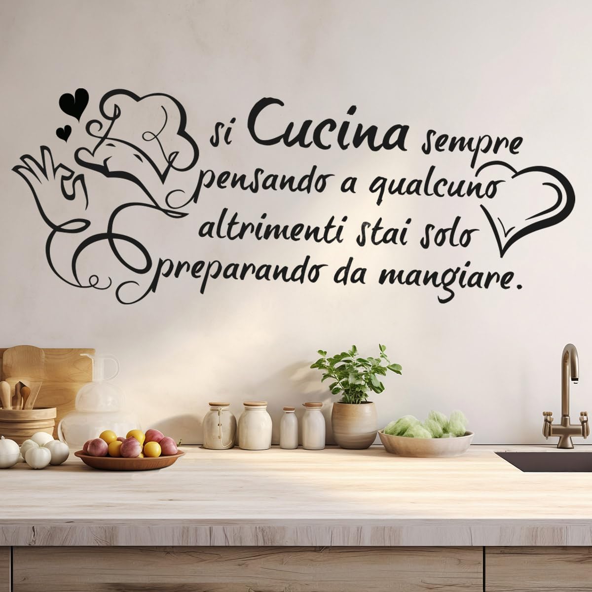 Home Cooking Quotes - Pegatina de pared con cita de