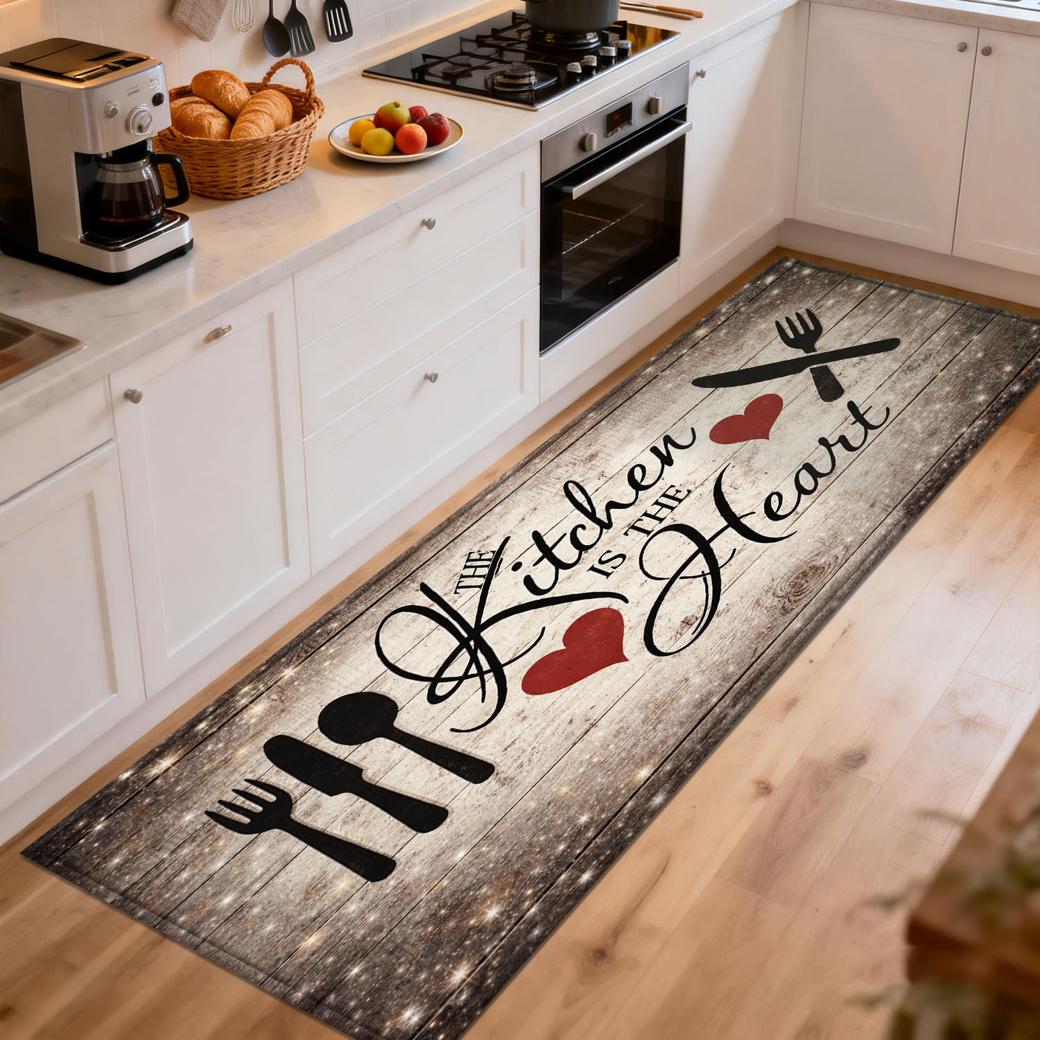 Home Cooking Quotes - Alfombra de Cocina Rústica de Madera