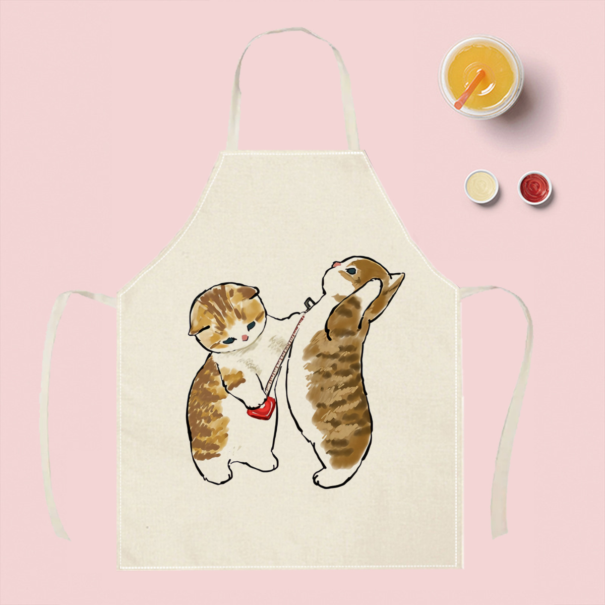 Delantal de lino con diseño de - Home Cooking For Cats reseña y precio